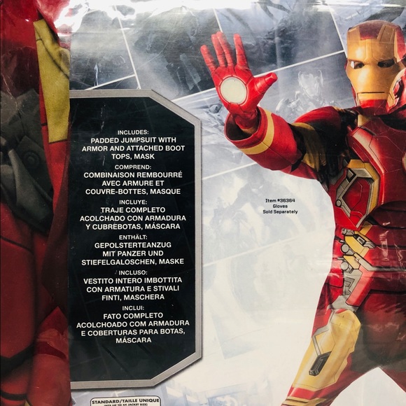 Iron man deluxe costume with gloves size standard - Picture 4 of 4
